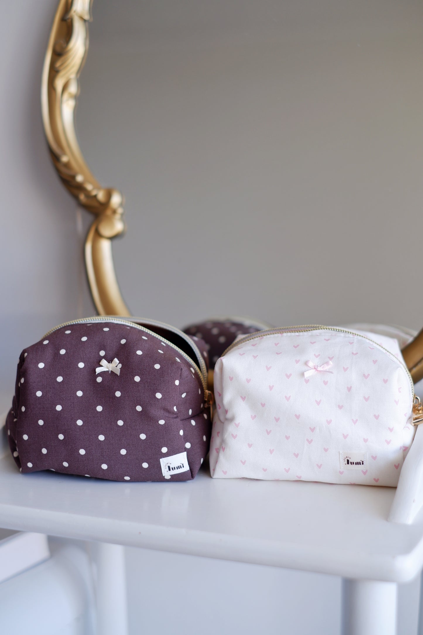 Brown Polkadots Mini Essentials Carry All Pouch