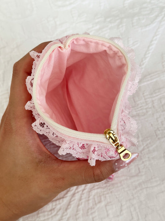 Pink Gingham Keychain Wallet
