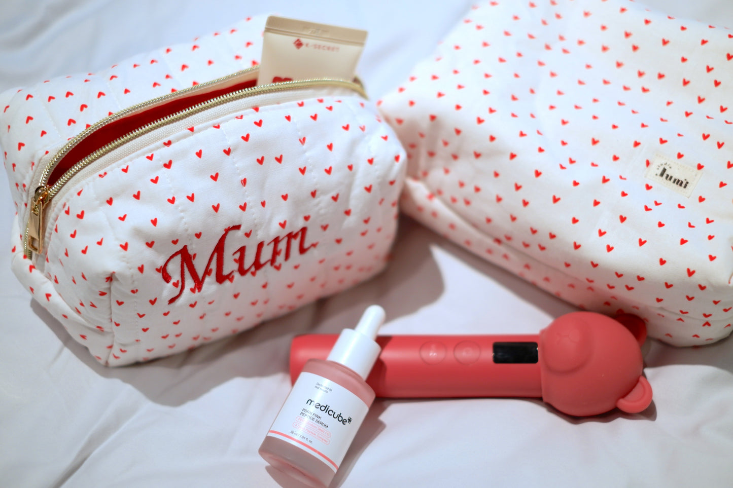 Mum Red Hearts Carry All Pouch Classic Size