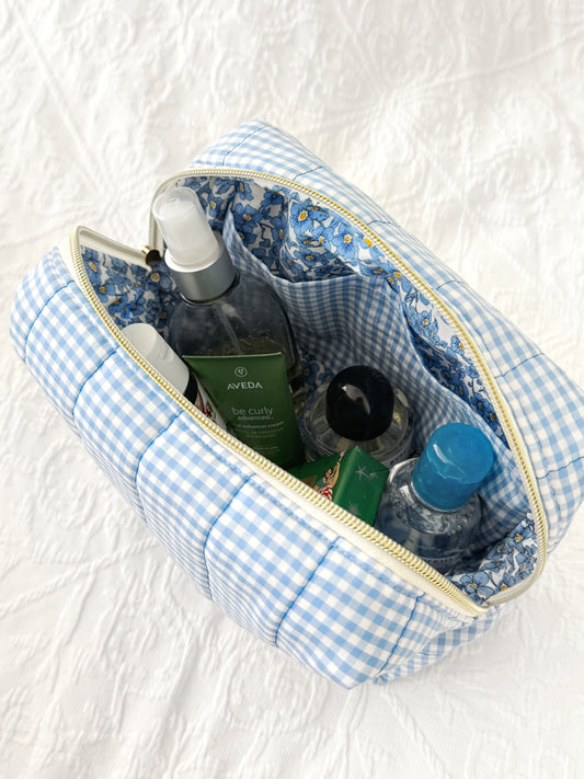 Blue Gingham Carry All Pouch Deluxe Size