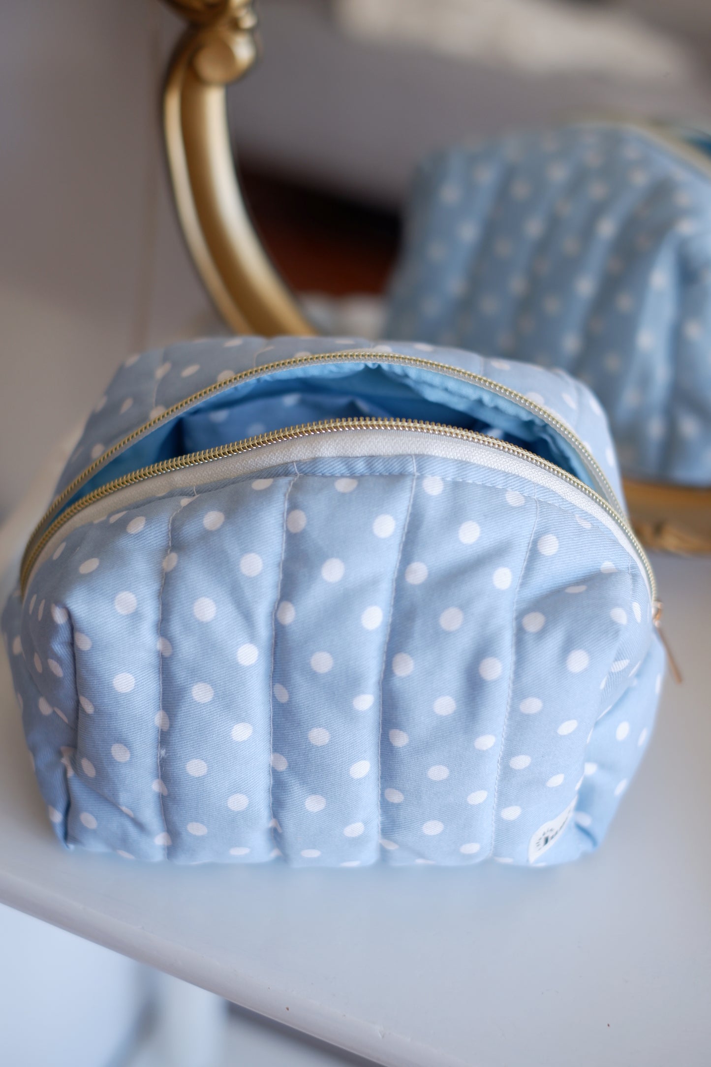Blue Polkadots Carry All Pouch Classic Size