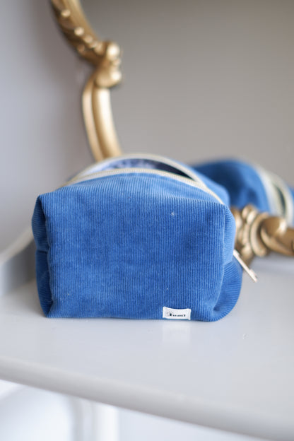Blue Corduroy Mini Essentials Carry All Pouch