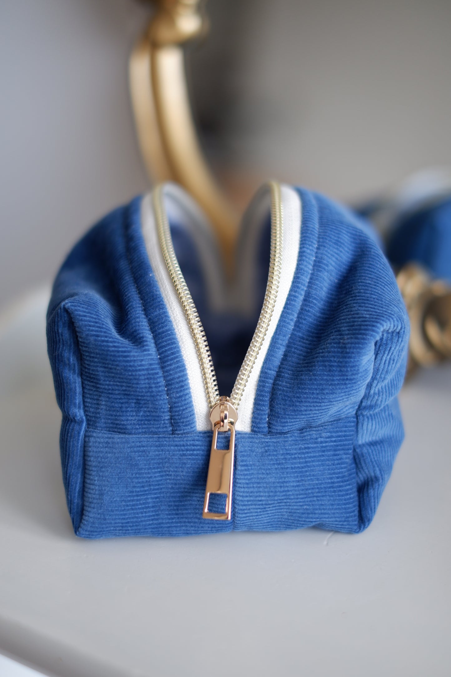 Blue Corduroy Mini Essentials Carry All Pouch