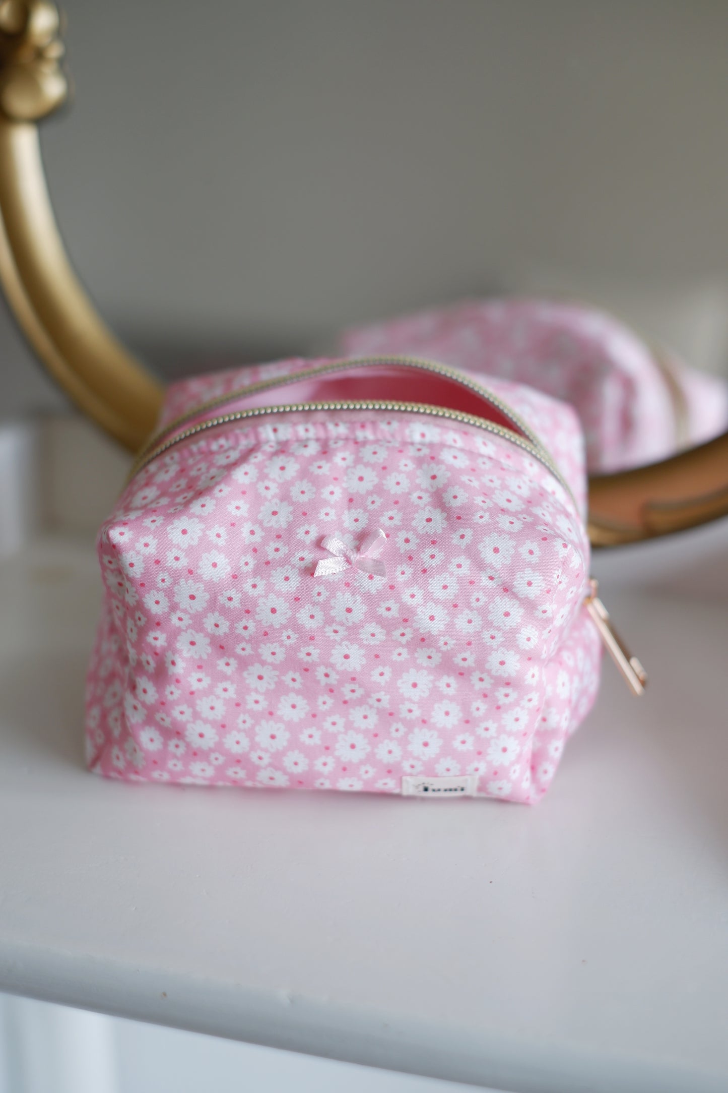 Pink Flowers Mini Essentials Carry All Pouch
