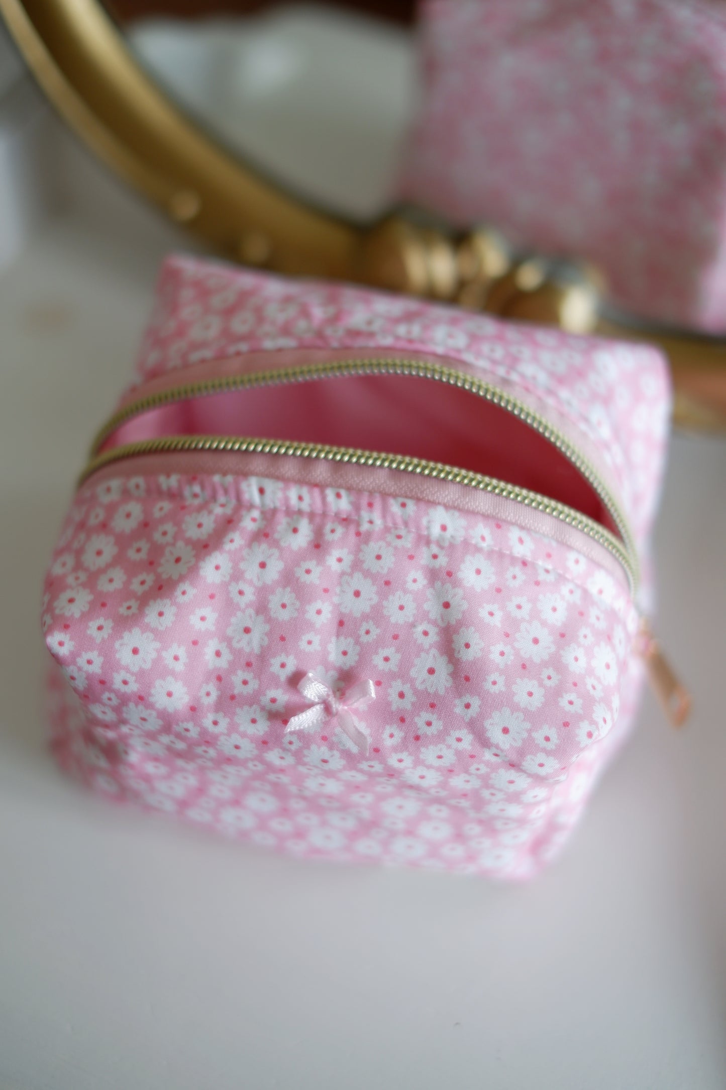 Pink Flowers Mini Essentials Carry All Pouch