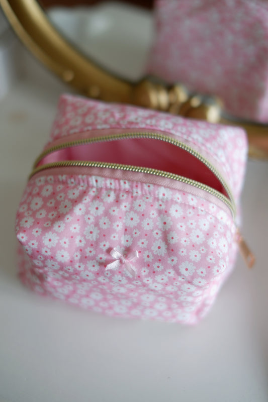 Pink Flowers Mini Essentials Carry All Pouch