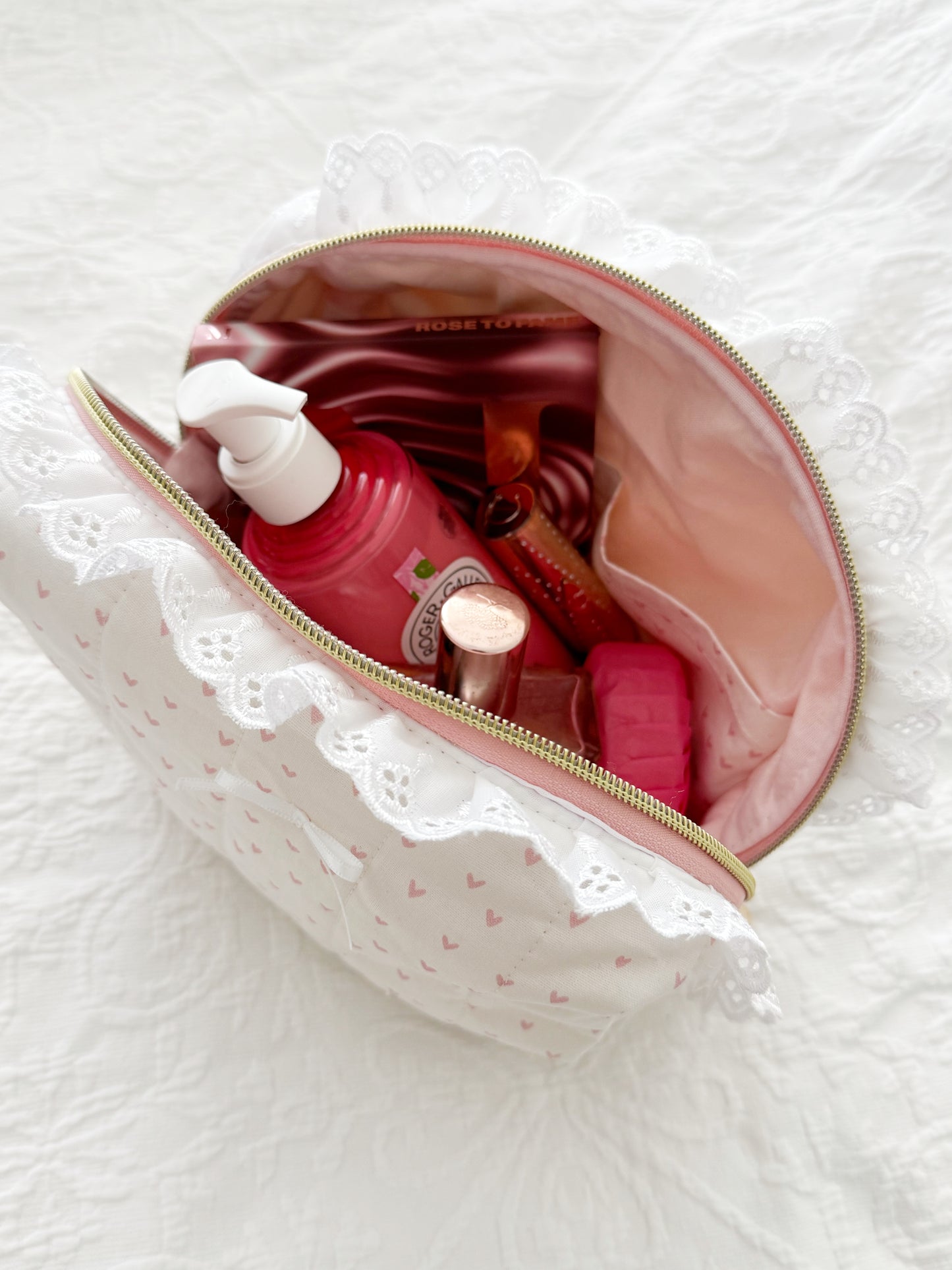 Pink Hearts Carry All Pouch Deluxe Size