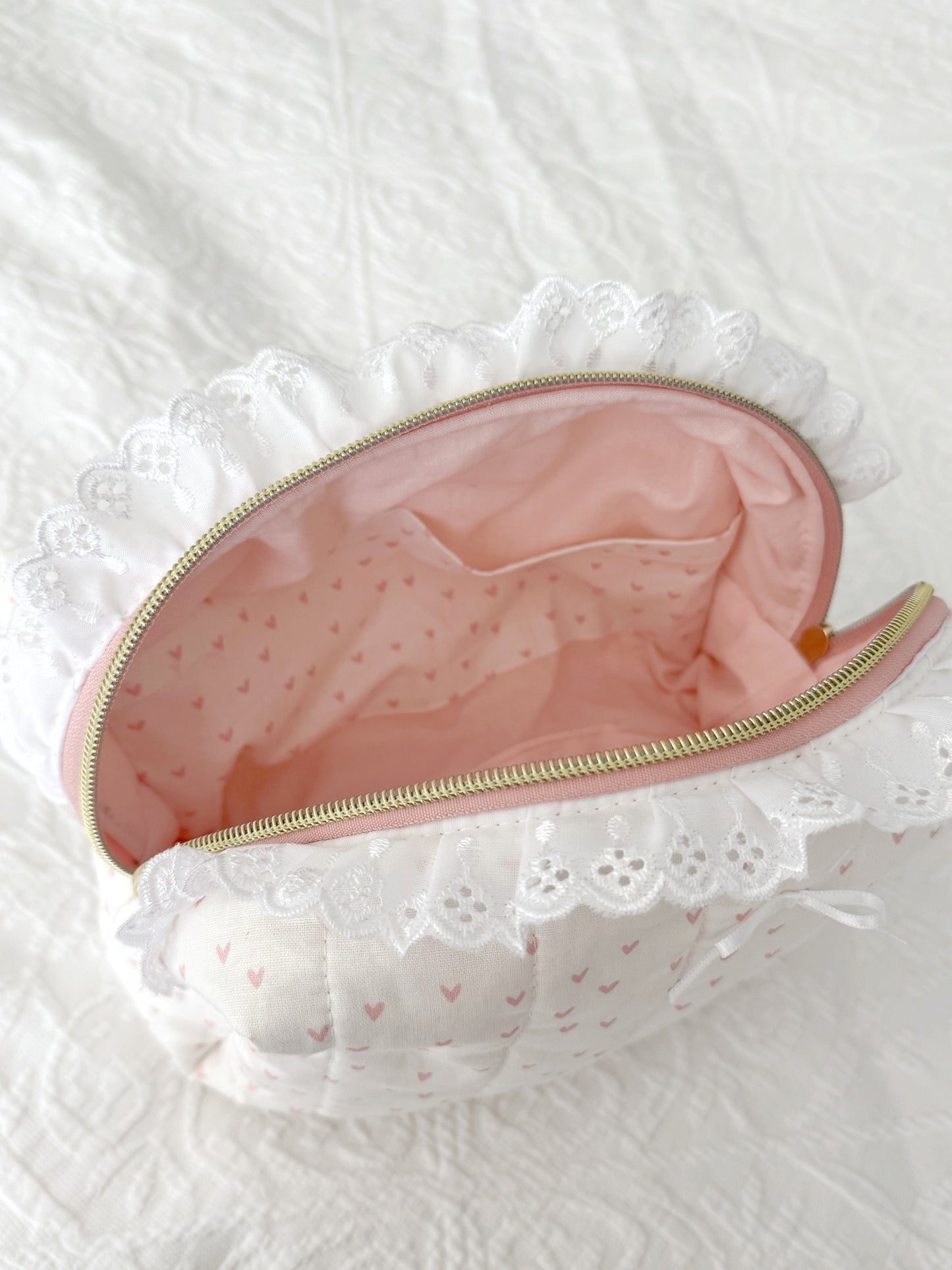 Pink Hearts Carry All Pouch Deluxe Size