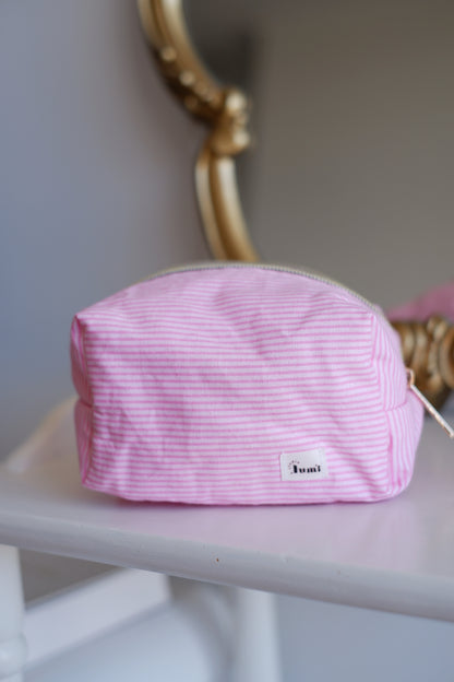 Pink Pinstripe Mini Essentials Carry All Pouch]