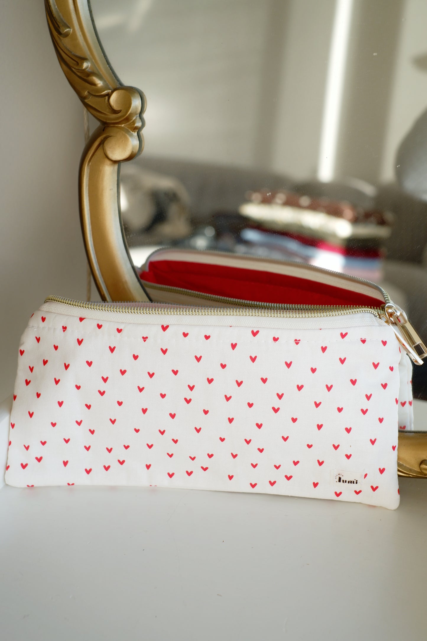 Red Hearts Pencil Case