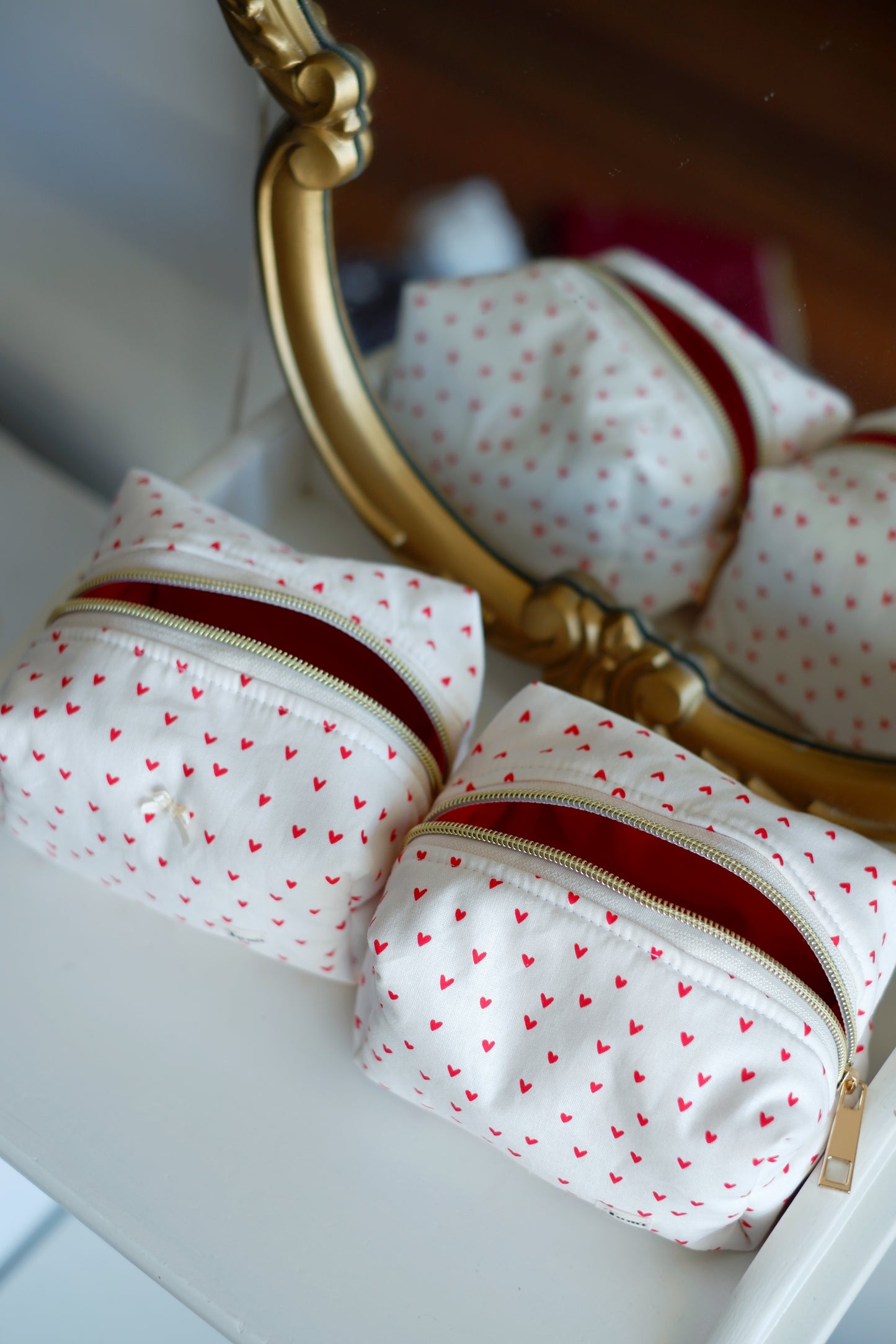 Red Hearts Mini Essentials Carry All Pouch